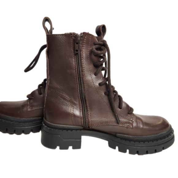 Size 6.5 Platform boot Leather Chunky combat boot Brown color STEVE MADDEN - Picture 6 of 15